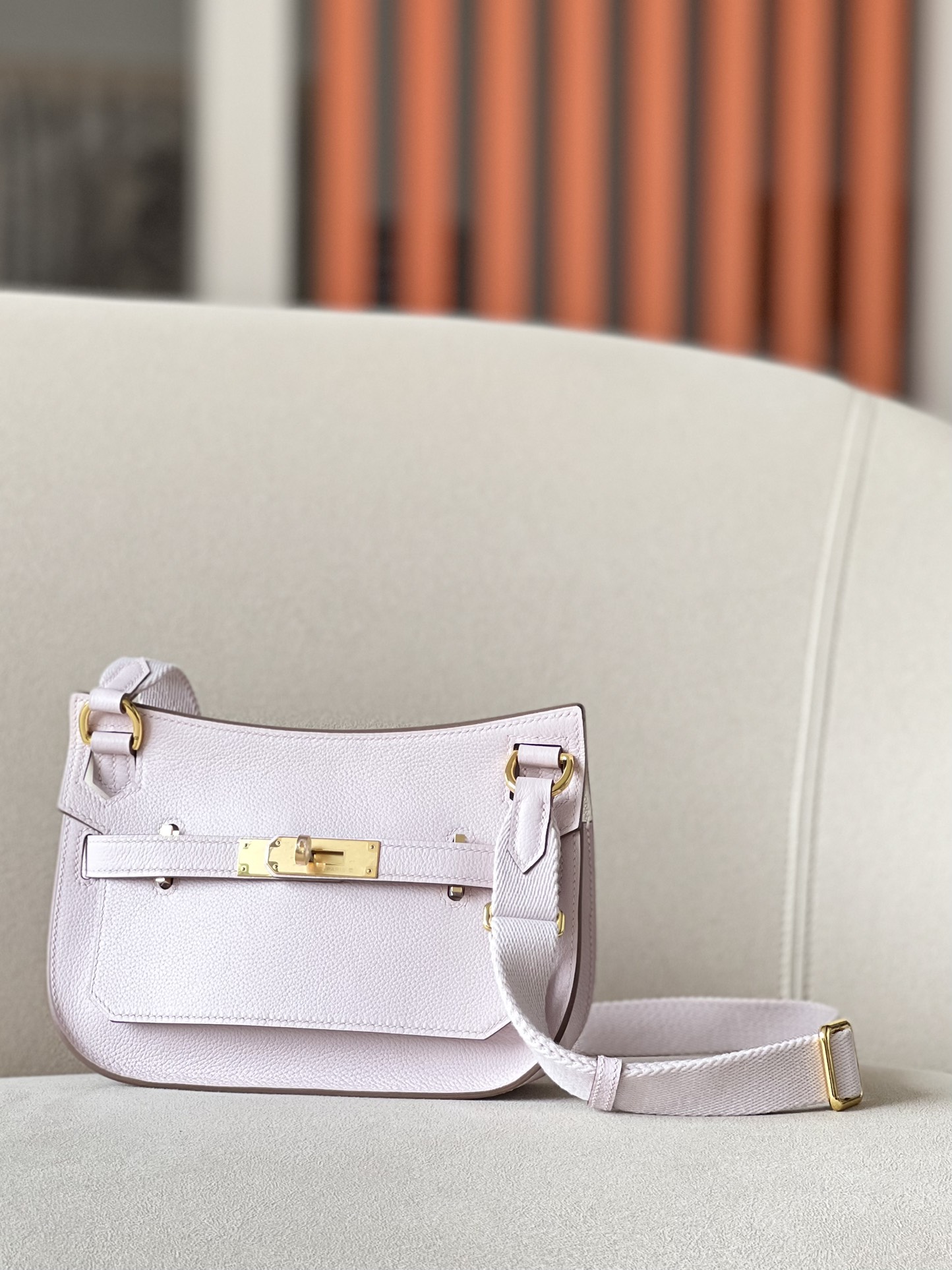 Hermes Jypsiere Mini Shoulder Bag In White Clemence Leather